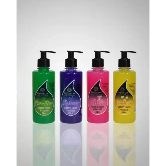 KIT 4un Sabonetes Líquido Perolado Suave 300ml Emporium Aroma Válvula