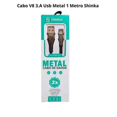 Cabo V8 3.A Usb Metal 1 Metro Shinka Cinza Chumbo
