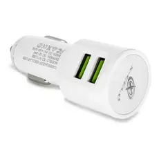 Carregador De Smartphone Veicular Turbo Duplo Usb 4a 36w Cor Branco