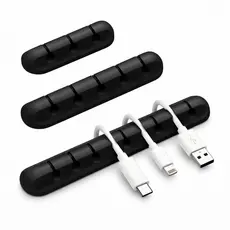 Kit 6 Organizadores Fios Mesa Adesivo 3 5 7 Cabos Escritório - Preto