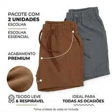 Kit 2 Shorts Linho Infantil Masculino Fresco e Confortável Tam 02 ao 14 Cores Variadas