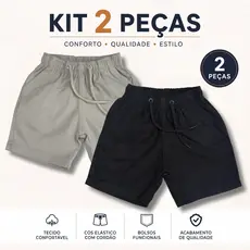 Kit 2 Bermudas De Sarja Menino 100% Algodão Direto Da Fábrica Short Premium Infantil