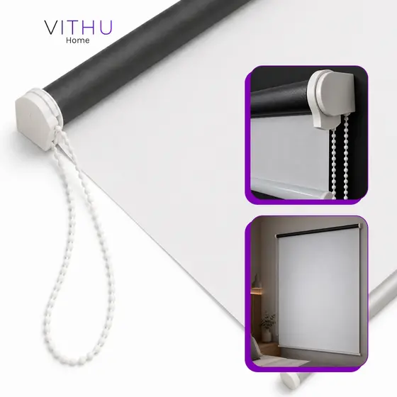 Cortina Persiana 100% Blackout VITHU 1,4 x 1,4 Metros Manual Grande Quarto Escritorio Janela Portas Pvc