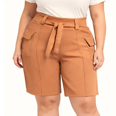 Short Alfaiataria Feminino Plus Size Premium Elegante Social com Laço na Frente - SP 01