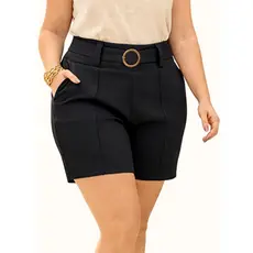 Short Alfaiataria Plus Size Feminino com Lycra Social Premium com Cinto e Fivela - SP 02