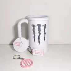 Porta Lata Monster 473ml 3D com 4 Peças | porta lata + Tampa + Abridor + Chaveiro