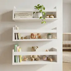 Kit 3 Prateleiras Montadas - MDF Branco Para Livros Revistas Infantil Decoração