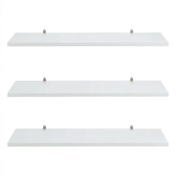 3 Prateleiras MDF Branco 45x15cm Kit Premium com Suporte Reforçado + Parafusos | Organização