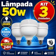 3/ 2/ 1 Unidades Lâmpadas Alta Potencia 50w 6500K Super Bulbo Forte Luz Branca 110v/220v Bivolt