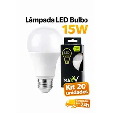 20 Unidades Lâmpada Led Bulbo 15w Pera Branco Frio 6500K (Luz Branca ) Branco Quente 3000K (Luz Amarela) | Bivolt E27