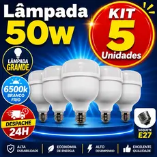 5 / 3 / 2 Lâmpadas Alta Potencia 50w 6500K Super Bulbo Forte Luz Branca 127v/220v Bivolt