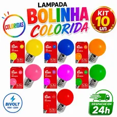 KIT 10 Lâmpadas Bolinha G45 1w/3w Led Mini Bulbo Colorida Decoração Abajur Varal Cordão Bivolt