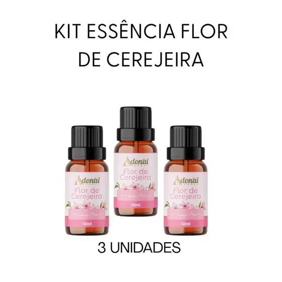 Kit 3 Essência Aromática Flor de Cerejeira Floral Doce 10ml Adonai Difusol Elétrico Umidificador