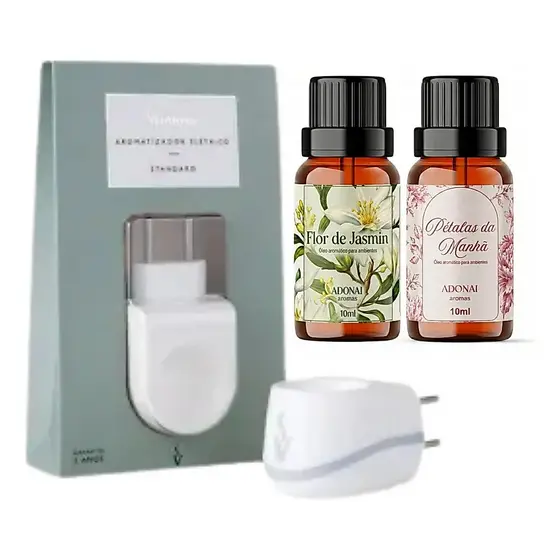 Kit Difusor Elétrico Tomada Via Aroma + Duas Essencias 127/220v