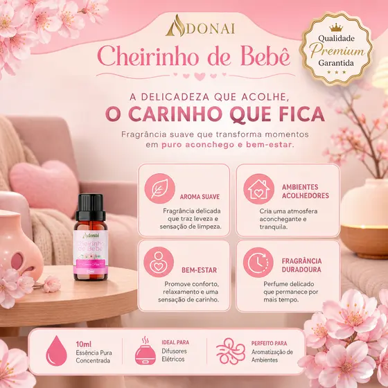 Essência Aromática Cheirinho De Bebê 10ML Aroma Difusor Elétrico Umidificador Aromatização Suave Baby