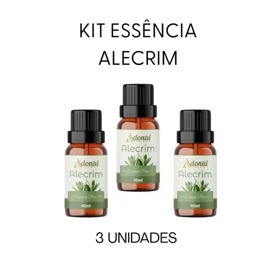 Kit 3 Essência Alecrim 10ml Energia Foco Aromaterapia Difusor e Umidificador Casa Limpa