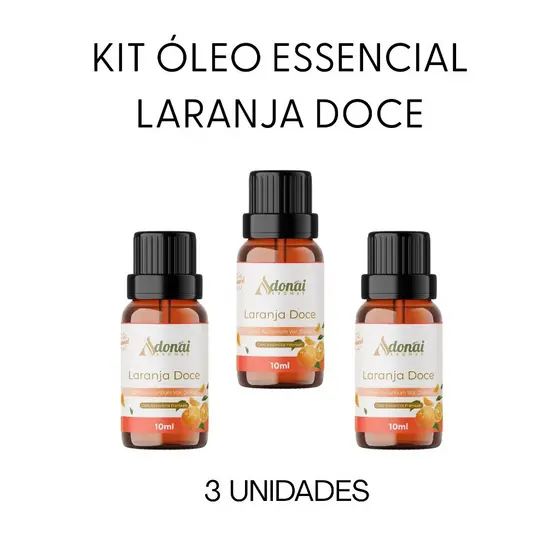 KIt 3 Óleo Essencial Premium Laranja Doce 10ml Adonai Difusor Elétrico Umidificador
