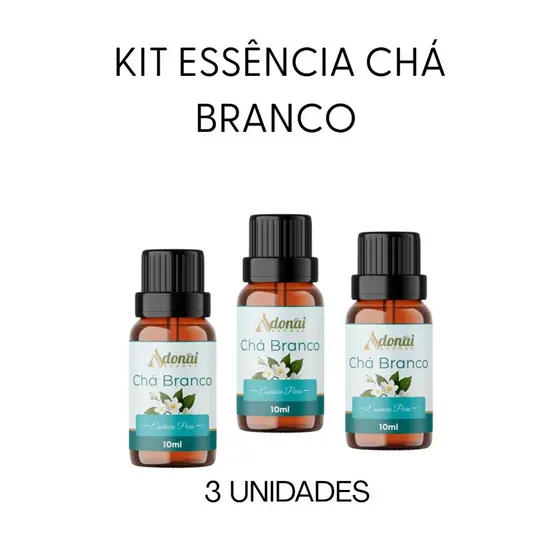 Kit  3 Essência Chá Branco 10ml Aroma Suave Sofisticado Casa Limpa Difusor Elétrico Umidificador