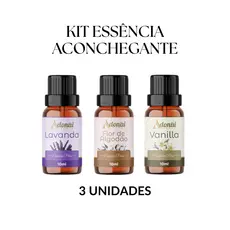 Kit Aconchego 3 Essências Lavanda Vanilla Flor de Algodão 10ml Aroma P/Difusor Elétrico Relaxamento Sono Profundo Adonai