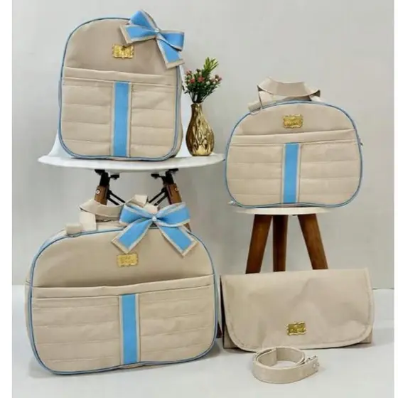 KIT BOLSA MATERNIDADE COM FITA MENINA-MENINO , KIT LUXO 4 PEÇAS, BOLSA MATERNIDADE COM FITA.