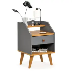 Mesa De Cabeceira  Dakota 1 Gaveta Criador Para Quarto Decoração Com Prateleira