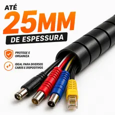 Organizador de Fios e Cabos 1" - 25mm | Acabe com Cabos Bagunçados | Ideal para Mesa, TV e PC