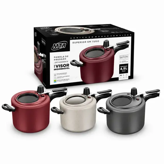 Panela MTA Pressão 4,5L com Visor Superior Vidro