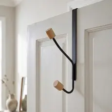 Gancho de Porta Cabideiro Estilo Madeira de Porta Multiuso Encaixe p/ Pendurar Roupas 2 Ganchos