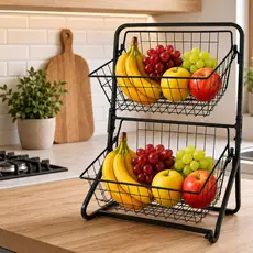 Fruteira de Cozinha Mesa Cesta Organizadora Multiuso Articulável de Metal Para Casa Decoração