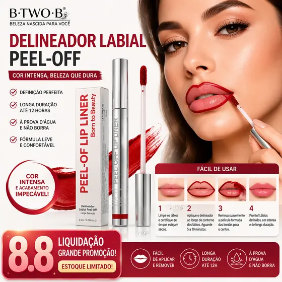 B.TWO.B Delineador Labial Peel Off À Prova D'água Fórmula Segura Cor Intensa 12h Fixação