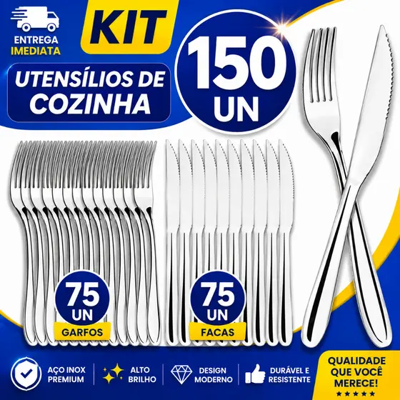 Talheres Cozinha Faqueiro Completo Prateado Aço Inox Restaurante Buffet Garfo Faca  Profissionais Hotel Resistente
