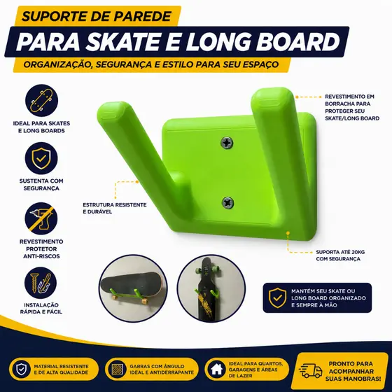 Suporte de parede para Skate e Long Board organização guarde seu skate no local correto