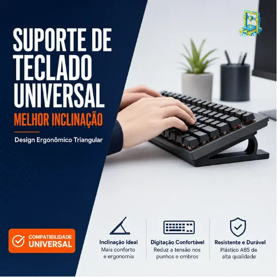 Suporte Teclado Universal Ergonômico Inclinação Ajustável Preto Branco Kit 2 Peças