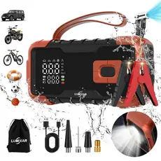 Kit Auxiliar Partida 4 em 1 26800mAh 150PSI Compressor Ar Power Bank Lanterna Carregador 12V Portatil Veicular