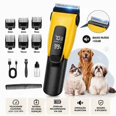 Maquina de Tosa Profissional para Cães e Gatos-Aparador Pelos Sem Fio 3 Velocidades,Lâmina Titânio,Bateria Longa Duração