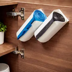 Suporte de Rolo para Saco de Lixo p/ Armário com Fita Dupla Face – Organizador Interno Prático