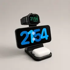 Suporte 3 em 1 pra Carregador MagSafe Antigo e Novo – Organizador para iPhone, Apple Watch e AirPods
