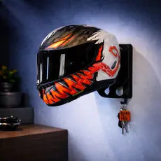 Suporte para Capacete de Parede com Gancho para Cabide e Chaves – Organizador de Capacete  e Jaqueta