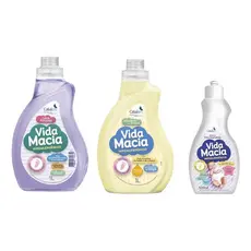 Kit Vida Macia Lava Roupas 1l + Amaciante 1l + Tira Manchas 500ml