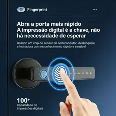 Fechadura Digital com Biometria e Senha | Bluetooth | App Tuya Smartlife | Sem Chave | Alta Segurança