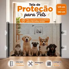 125-140cmTela Portão Barreira Pet Retrátil Proteção para Cachorro e Gato