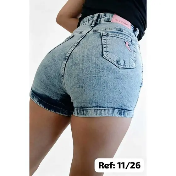 SHORT JEANS SAL E PIMENTA LINHA PREMIUM LETREIRO BORDADO Ref 11/26