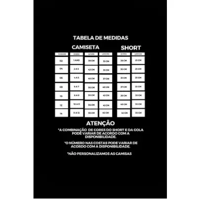 Conjuntos Infantil Times Internacionais 4 ao 14