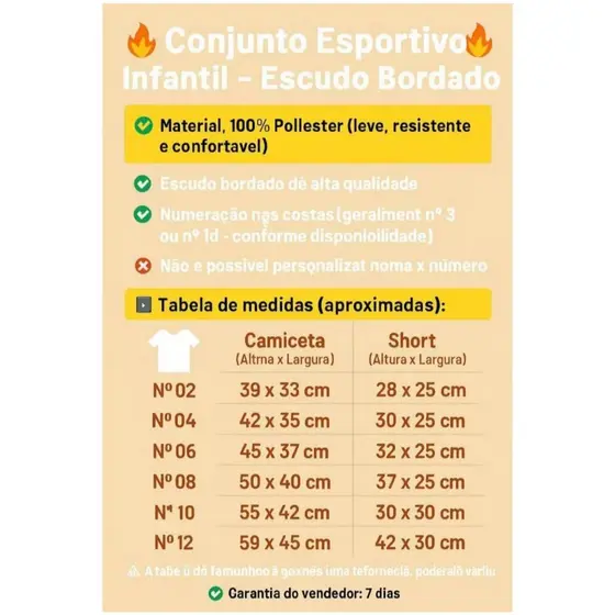 Conjunto Infantil Nacional 4 ao 14 Anos Melhores Times