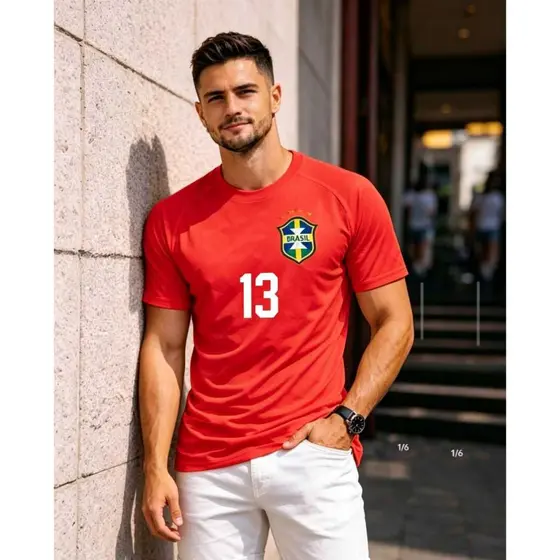 CAMISETA VERMELHA PERSONALIZADA 13.