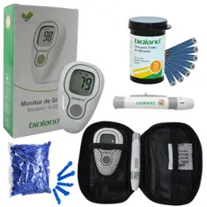 Aparelho de Glicose Bioland G425-3 – Kit Completo com 25 Tiras, 25 Lancetas e Estojo