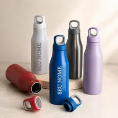 Garrafa Inox Personalizada 650ml Linha Colors  Alça Academia Esportiva Premium