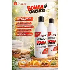 Kit shampoo 1lt+ condicionador 1lt da Bomba cachos