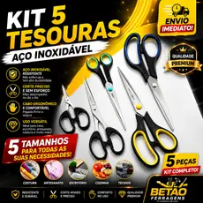 Kit 5/3 Tesouras Premium Aço Inoxidável Envio Rápido