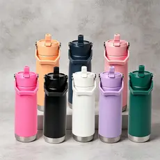 Garrafa Térmica Inox 650ml com Isolamento a Vácuo e Alça | Mantém Quente e Frio com Canudo